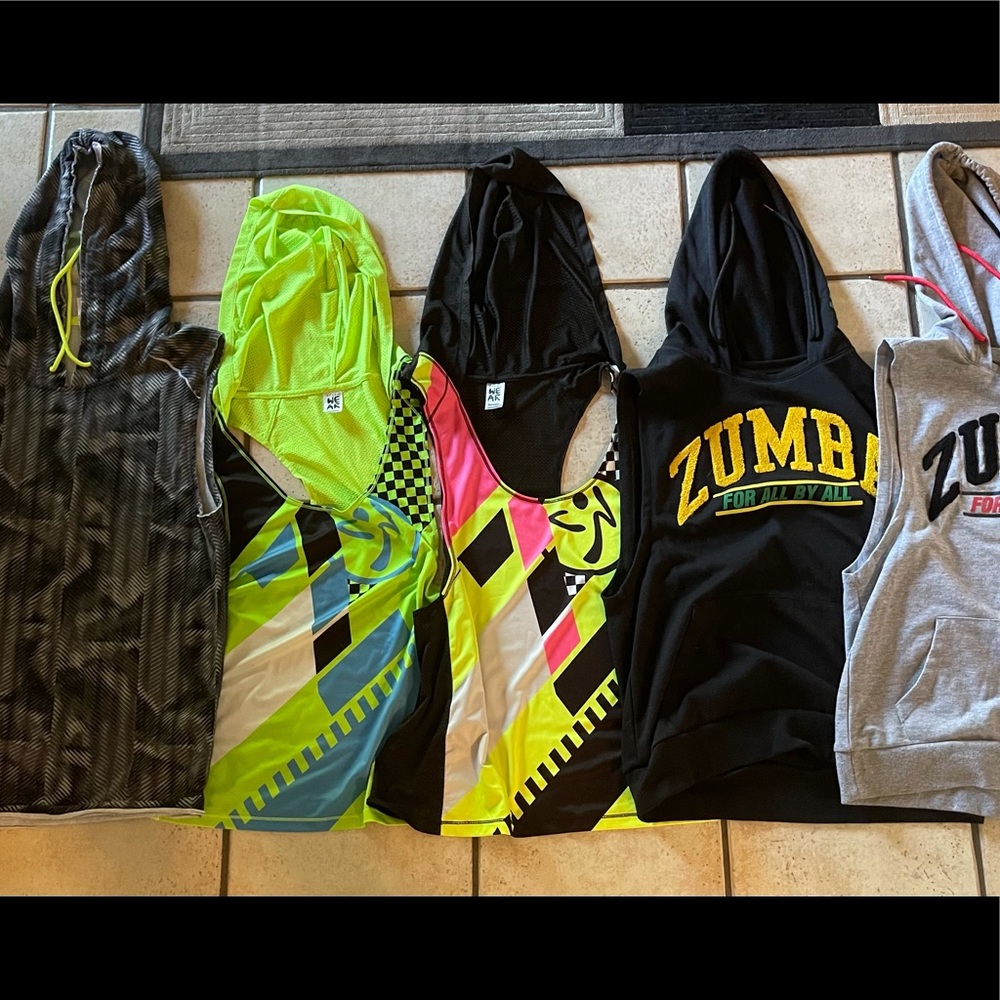 2 Zumba Hoodie Tank Top Used Women M - Men S
